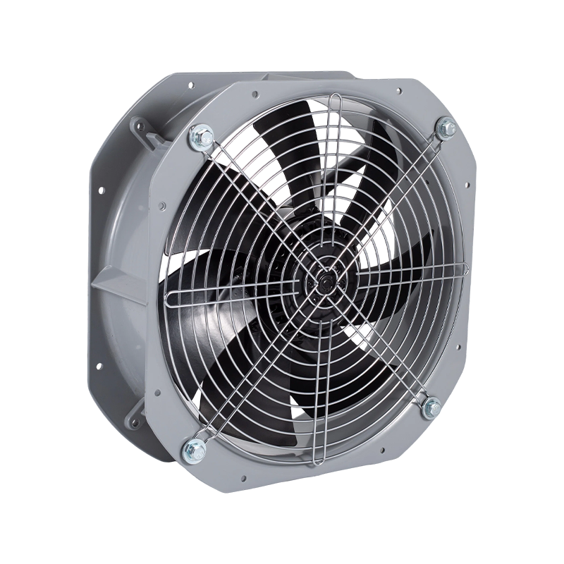 200mm High-Performance AC Axial Flow Fan with External Rotor Motor - 7-Blade Compact Square Panel Mount Industrial Fan